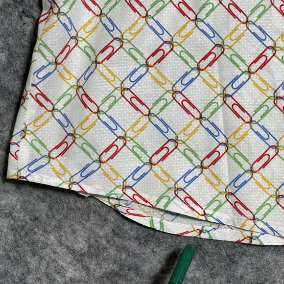 Project Red Paper Clip Allover Print Shirt Men's XL Multi Button Up Cotton - Picture 13 of 16